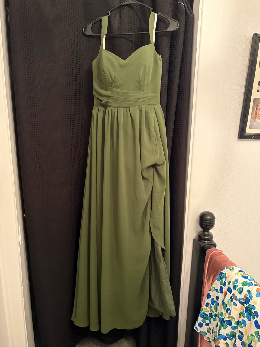 Olive Green Spaghetti Strap Maxi Dress